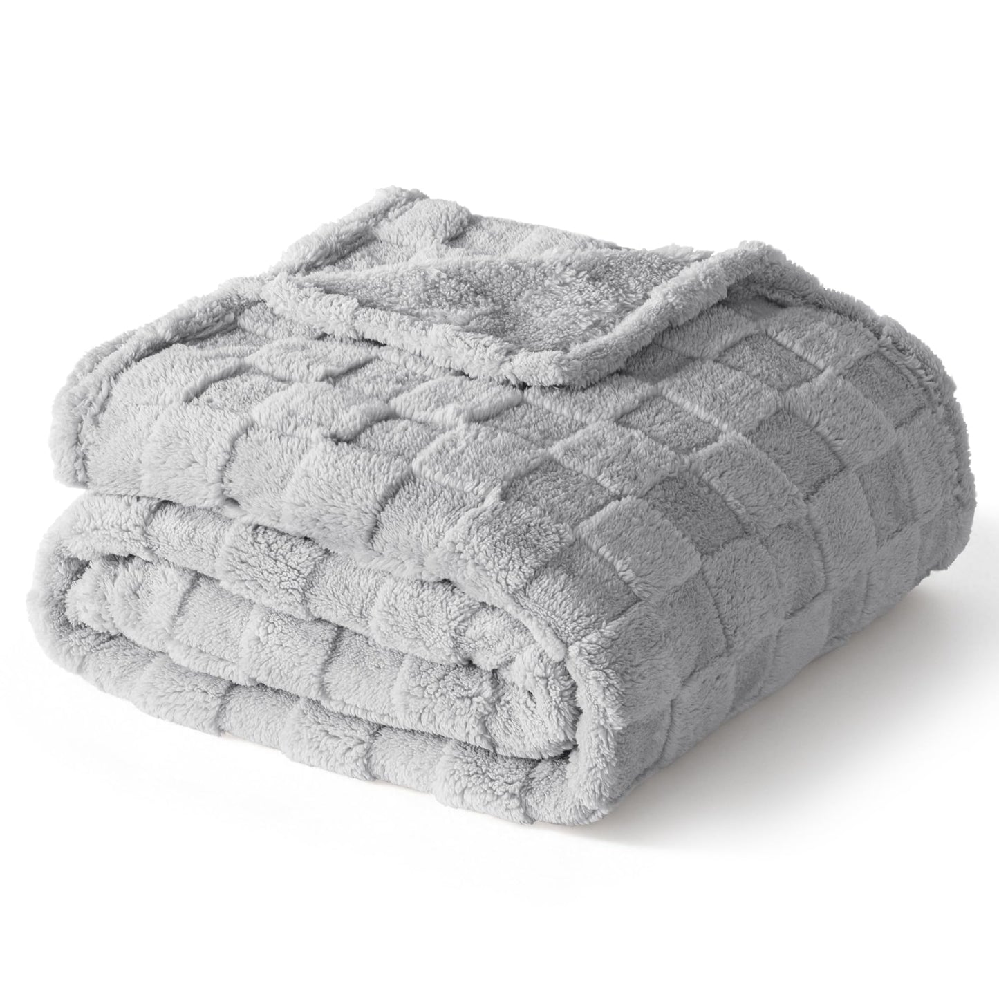 Exclusivo Mezcla Fleece Throw Blanket for Couch,Super Soft and Warm Lightweight Checkered Pattern Blankets for All Seasons, 50x60 Inches, Navy Blue