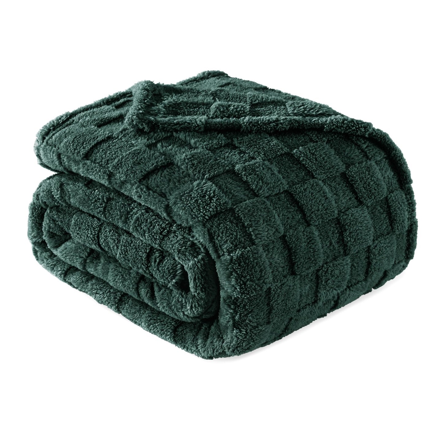 Exclusivo Mezcla Fleece Throw Blanket for Couch,Super Soft and Warm Lightweight Checkered Pattern Blankets for All Seasons, 50x60 Inches, Navy Blue