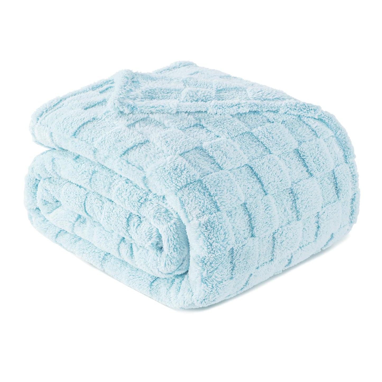 Exclusivo Mezcla Fleece Throw Blanket for Couch,Super Soft and Warm Lightweight Checkered Pattern Blankets for All Seasons, 50x60 Inches, Navy Blue