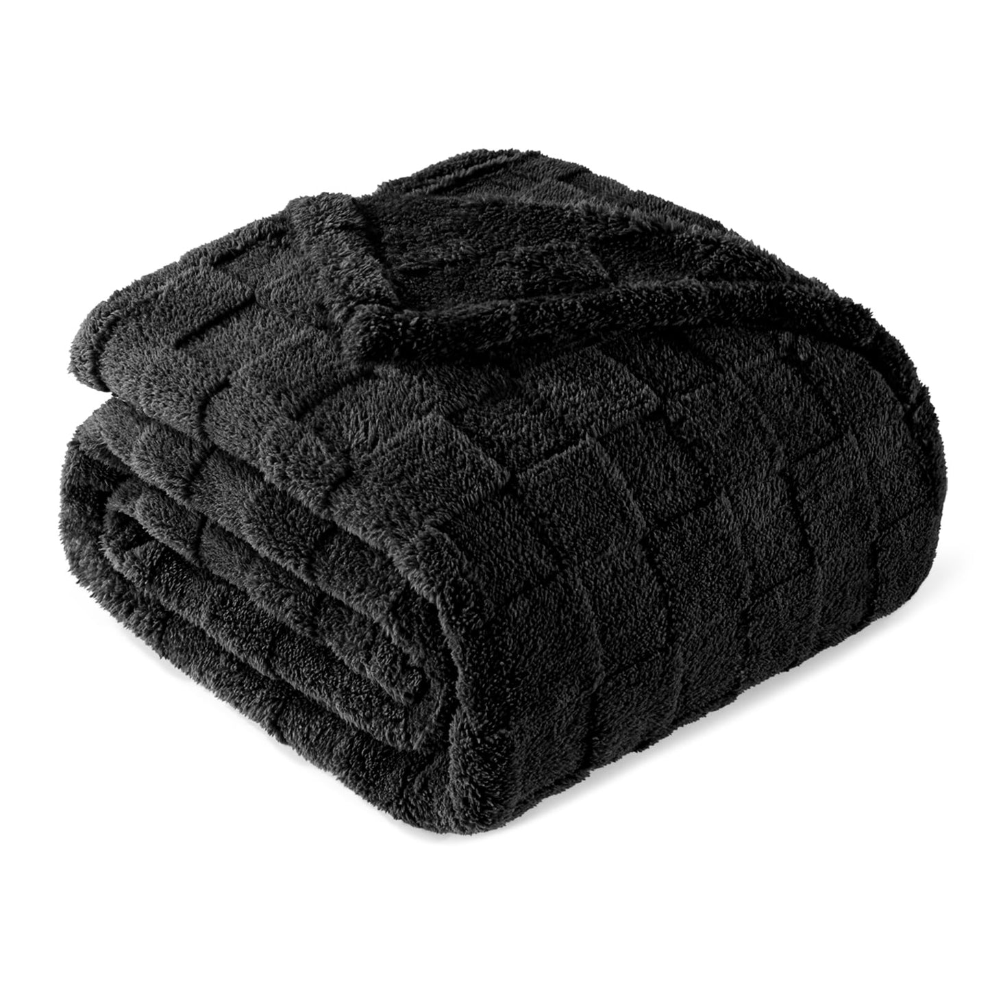 Exclusivo Mezcla Fleece Throw Blanket for Couch,Super Soft and Warm Lightweight Checkered Pattern Blankets for All Seasons, 50x60 Inches, Navy Blue