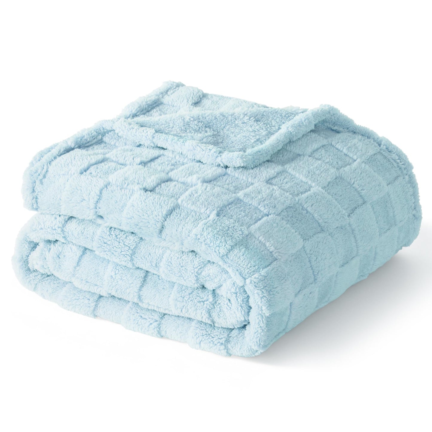 Exclusivo Mezcla Fleece Throw Blanket for Couch,Super Soft and Warm Lightweight Checkered Pattern Blankets for All Seasons, 50x60 Inches, Navy Blue