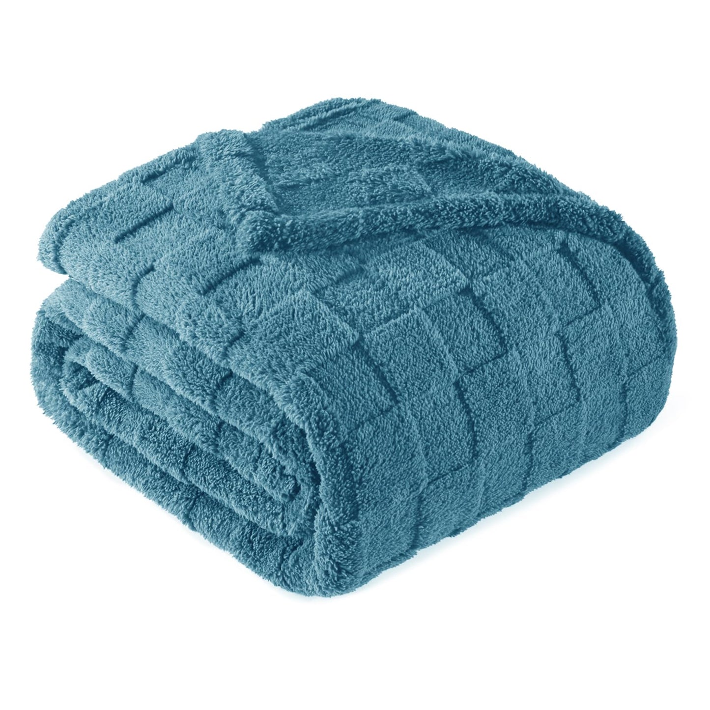 Exclusivo Mezcla Fleece Throw Blanket for Couch,Super Soft and Warm Lightweight Checkered Pattern Blankets for All Seasons, 50x60 Inches, Navy Blue