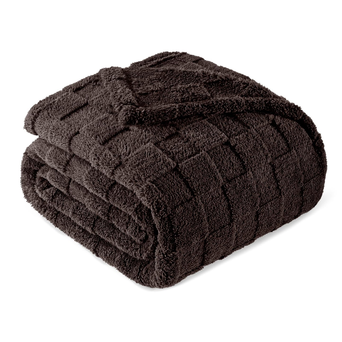 Exclusivo Mezcla Fleece Throw Blanket for Couch,Super Soft and Warm Lightweight Checkered Pattern Blankets for All Seasons, 50x60 Inches, Navy Blue