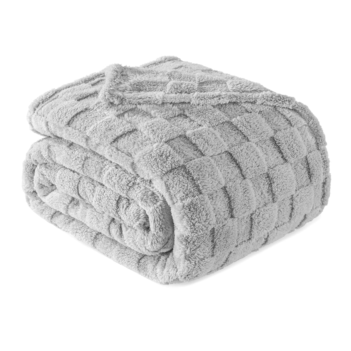 Exclusivo Mezcla Fleece Throw Blanket for Couch,Super Soft and Warm Lightweight Checkered Pattern Blankets for All Seasons, 50x60 Inches, Navy Blue