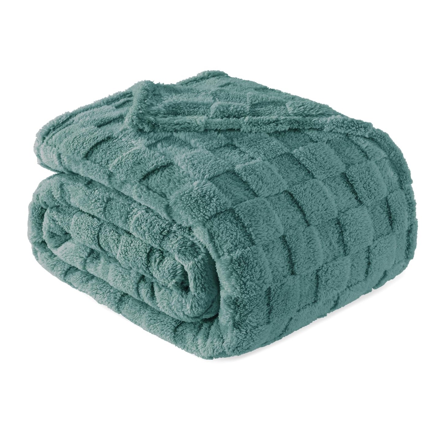 Exclusivo Mezcla Fleece Throw Blanket for Couch,Super Soft and Warm Lightweight Checkered Pattern Blankets for All Seasons, 50x60 Inches, Navy Blue
