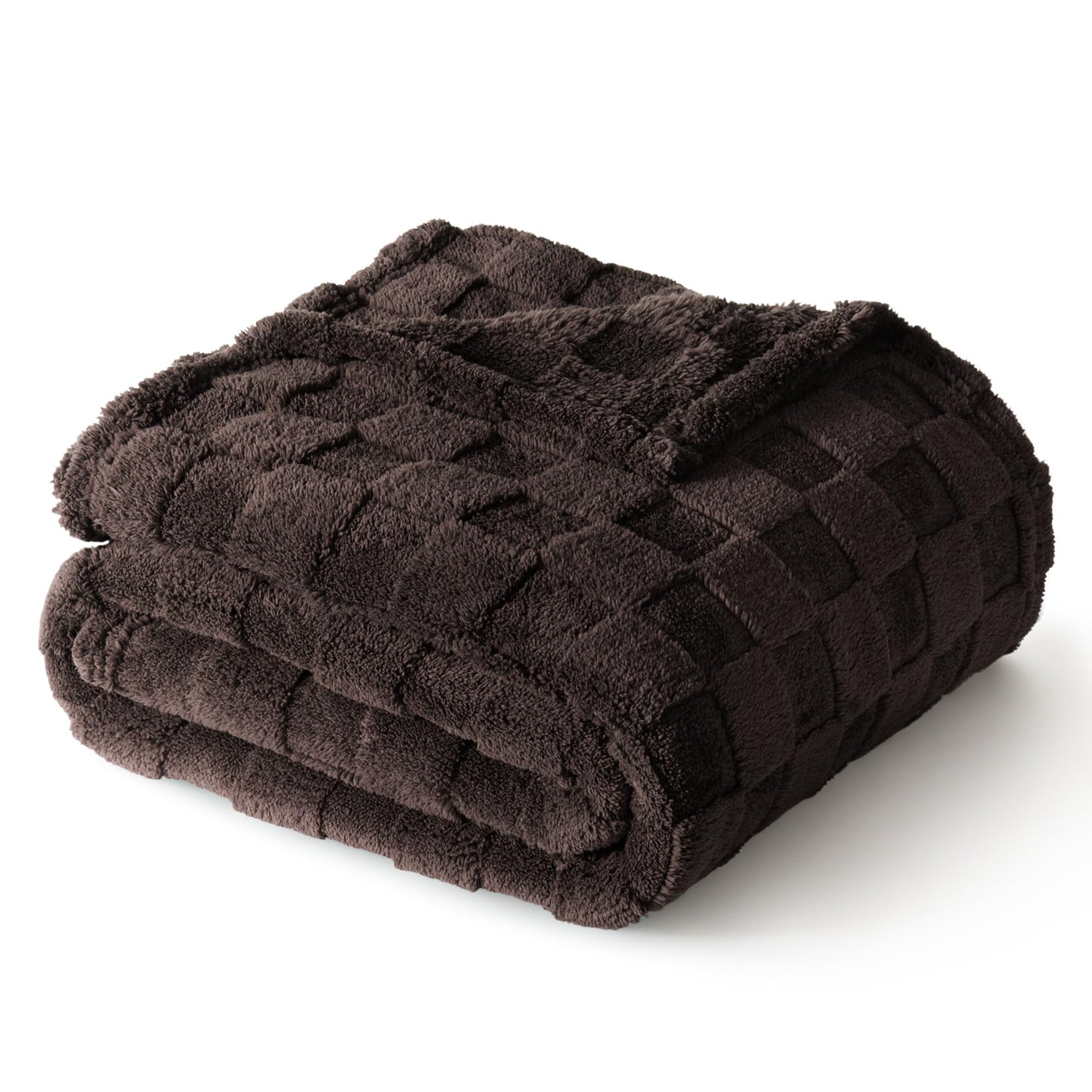 Exclusivo Mezcla Fleece Throw Blanket for Couch,Super Soft and Warm Lightweight Checkered Pattern Blankets for All Seasons, 50x60 Inches, Navy Blue