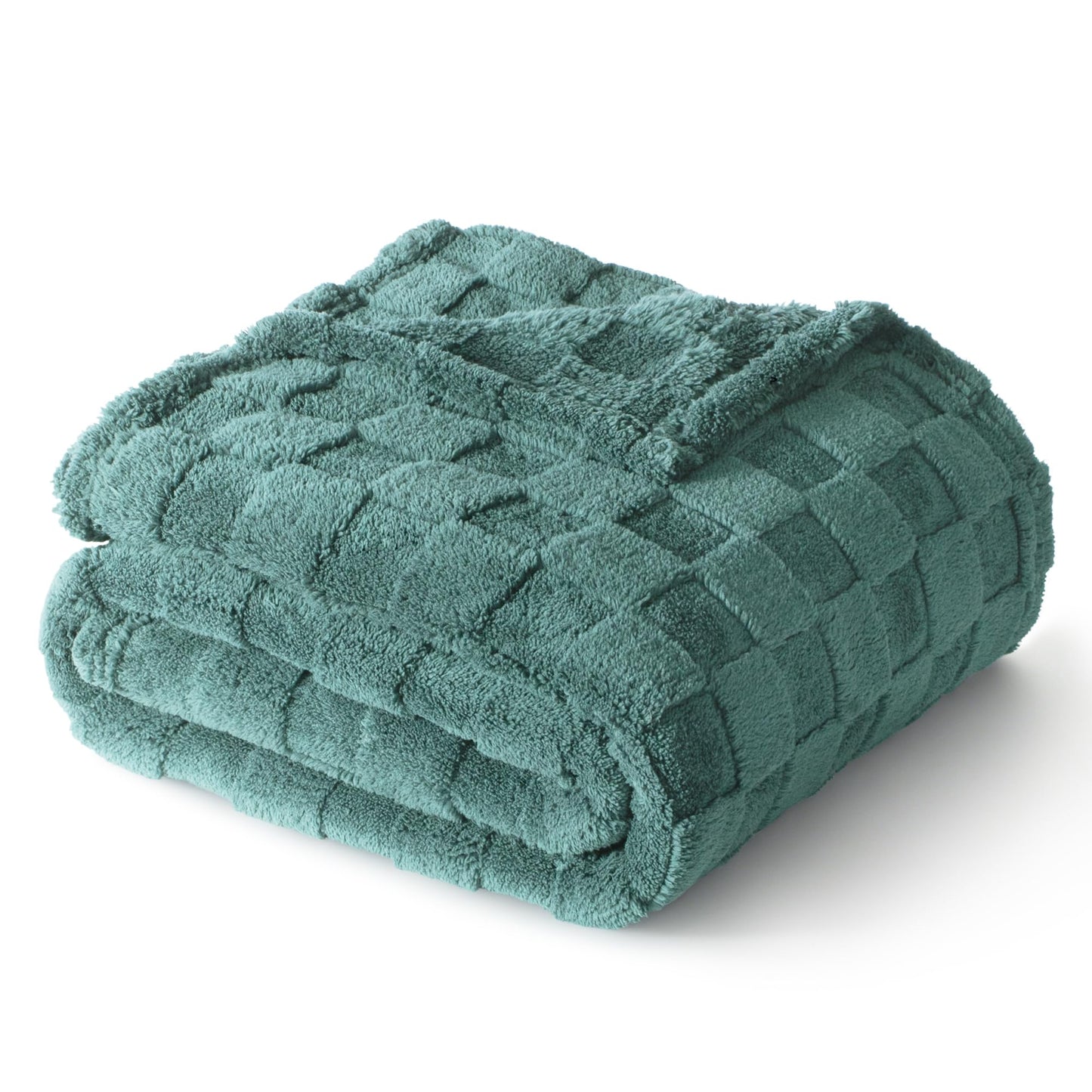 Exclusivo Mezcla Fleece Throw Blanket for Couch,Super Soft and Warm Lightweight Checkered Pattern Blankets for All Seasons, 50x60 Inches, Navy Blue