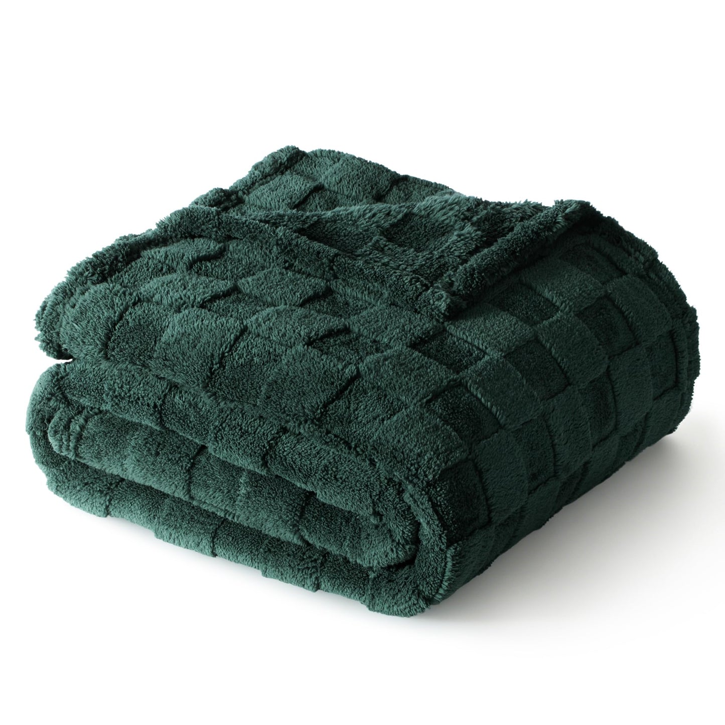 Exclusivo Mezcla Fleece Throw Blanket for Couch,Super Soft and Warm Lightweight Checkered Pattern Blankets for All Seasons, 50x60 Inches, Navy Blue