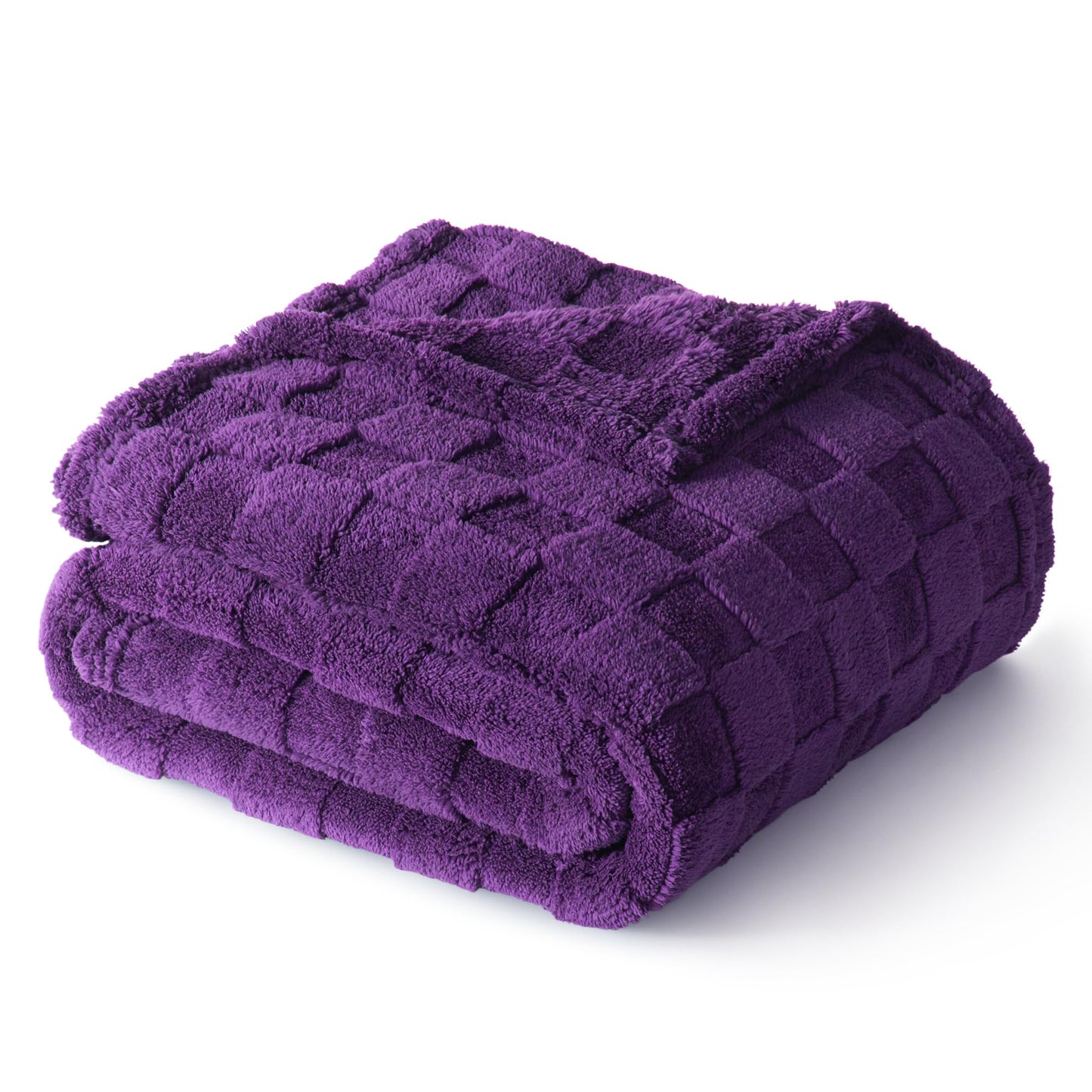 Exclusivo Mezcla Fleece Throw Blanket for Couch,Super Soft and Warm Lightweight Checkered Pattern Blankets for All Seasons, 50x60 Inches, Navy Blue