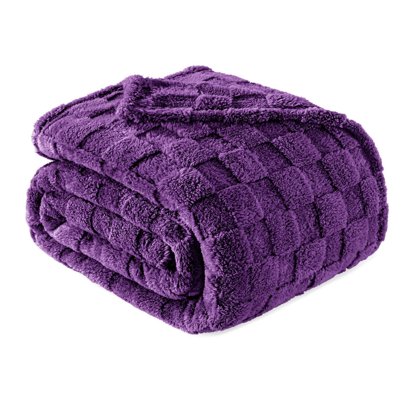Exclusivo Mezcla Fleece Throw Blanket for Couch,Super Soft and Warm Lightweight Checkered Pattern Blankets for All Seasons, 50x60 Inches, Navy Blue
